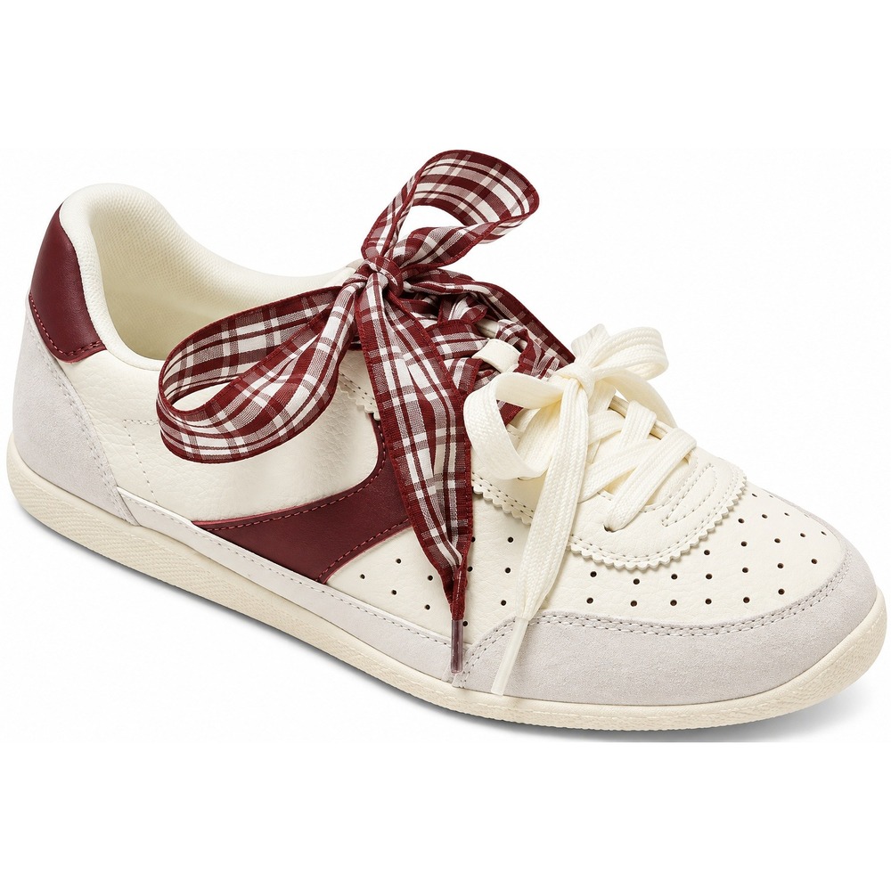 Universal Thread Sammy Low Top Sneakers Burgundy Gingham Ribbon Womens 7 NWOT